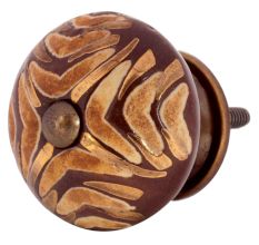 Cherry Wave Etched Ceramic Cabinet Knobs